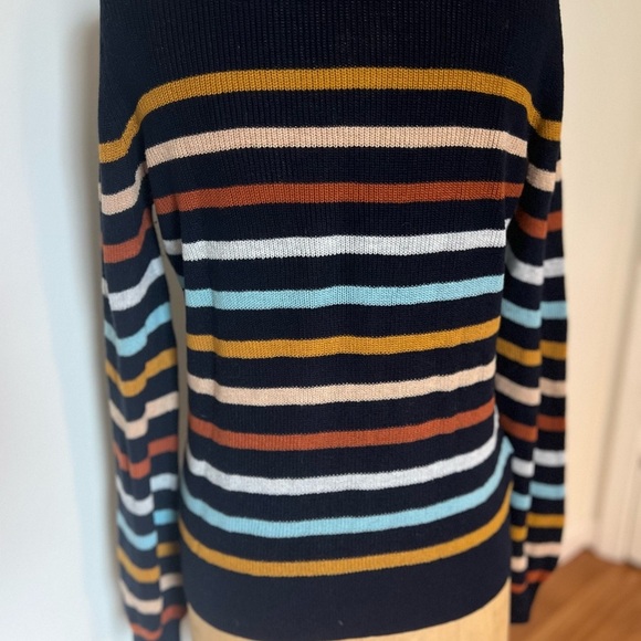 LOFT navy Striped Multicolor Women's Sweater medium - Picture 5 of 8